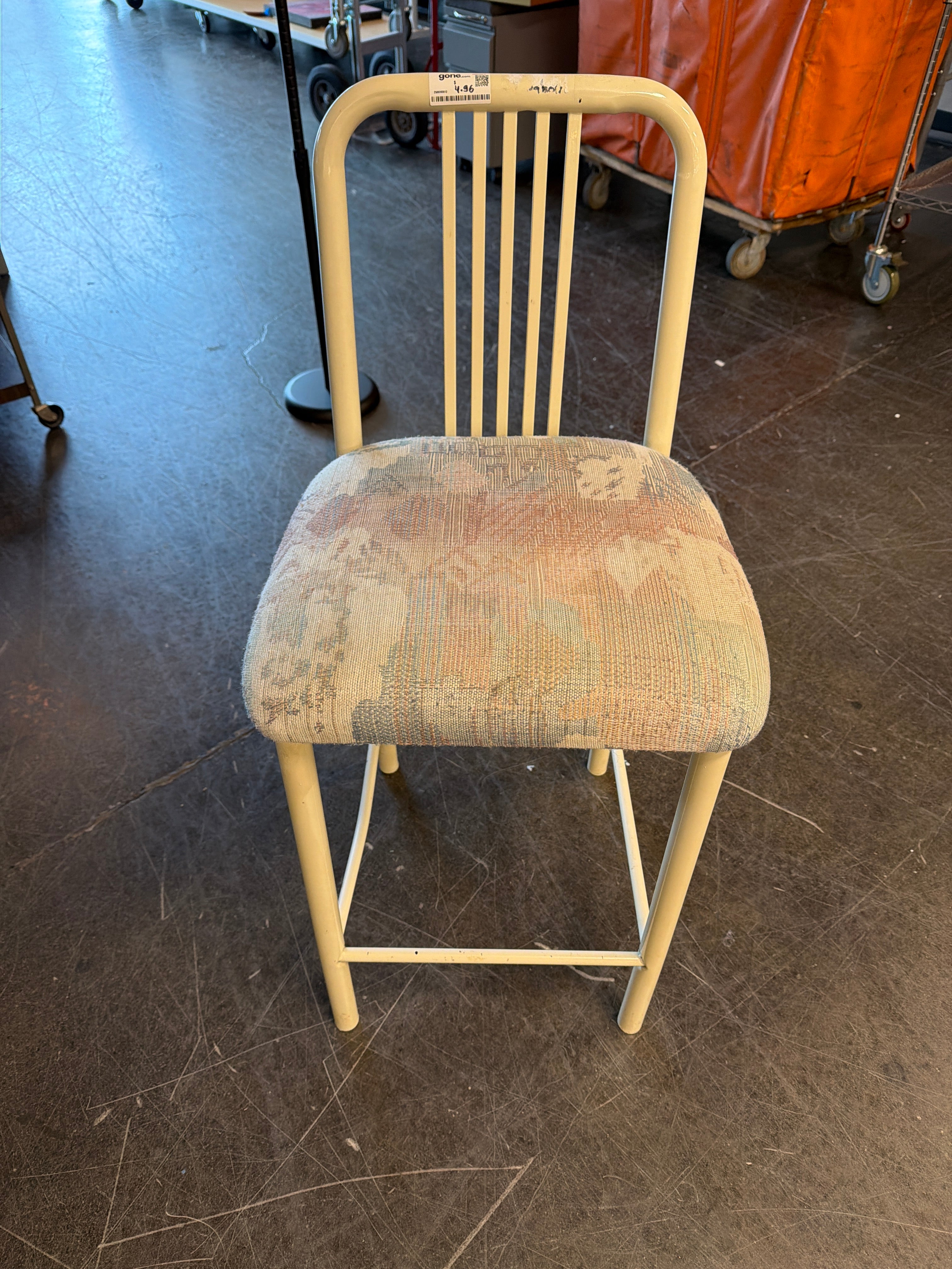 One White Metal Bar Height Chair
