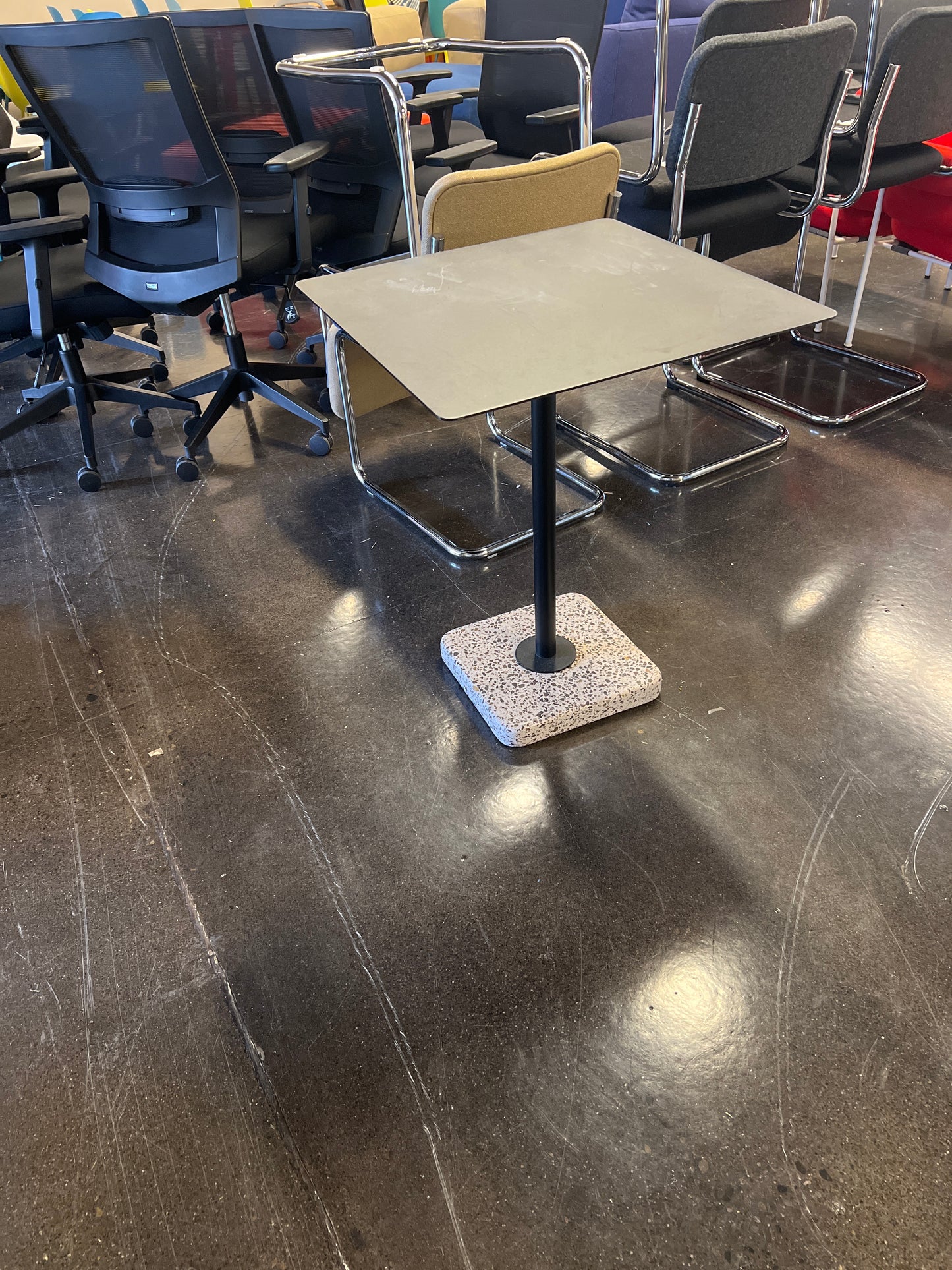 Small Outdoor Metal Table, with Terrazzo Base