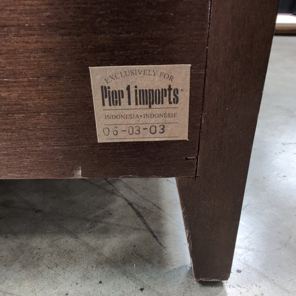 Pier 1 Imports- Dark Brown Wood Laundry Hamper with Bamboo Slats