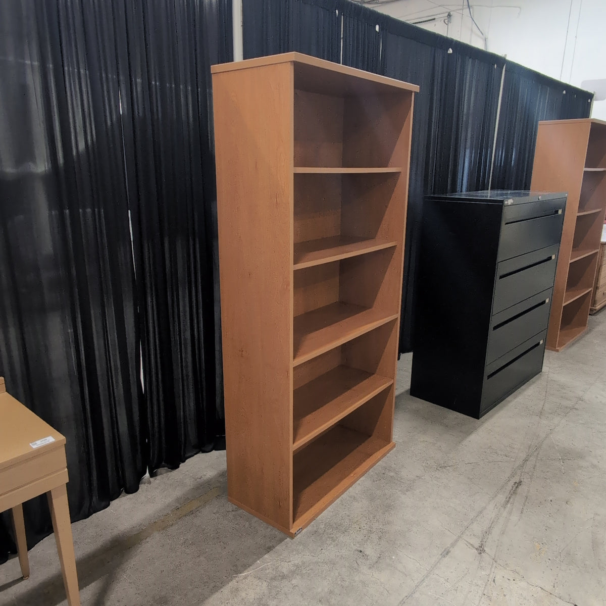 Light Brown Five-Shelf Bookcase