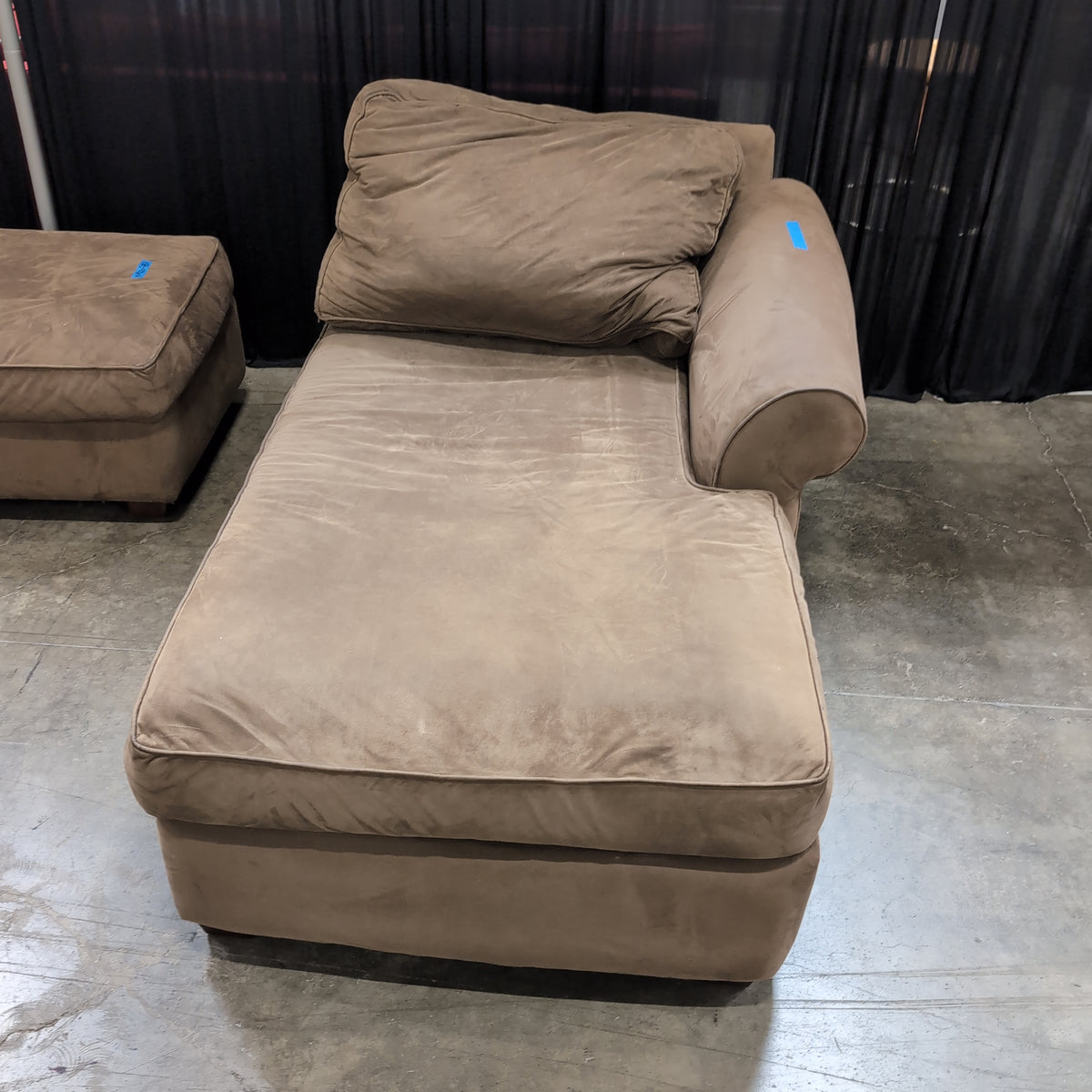 Tan Microfiber Chaise with One Arm