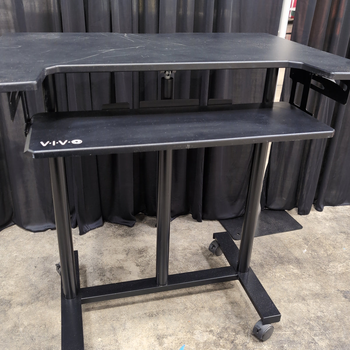 Black Two-Tier Rolling Computer Desk