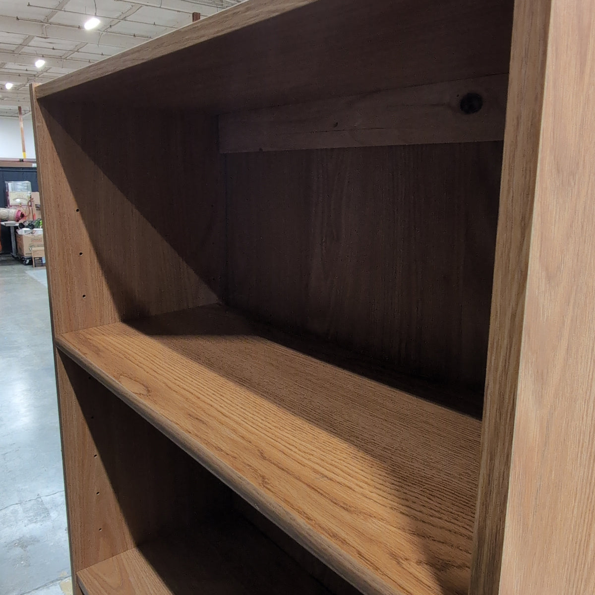 Natural Wood Five-Shelf Bookcase