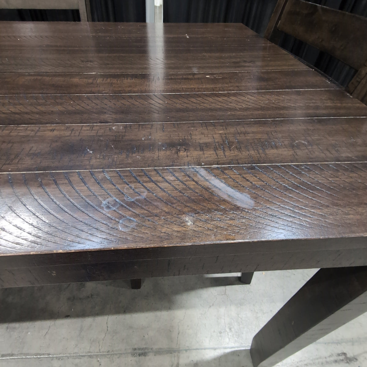 Dark Brown Hardwood Dining Table with Upholstered Seats