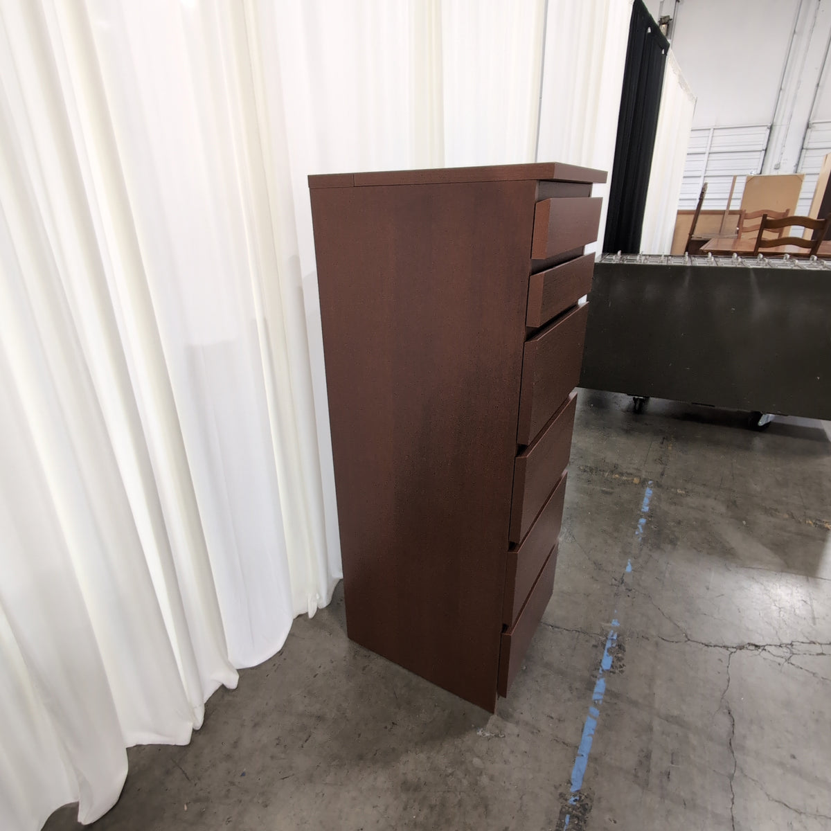 Cherry Finish Tall Wood Dresser