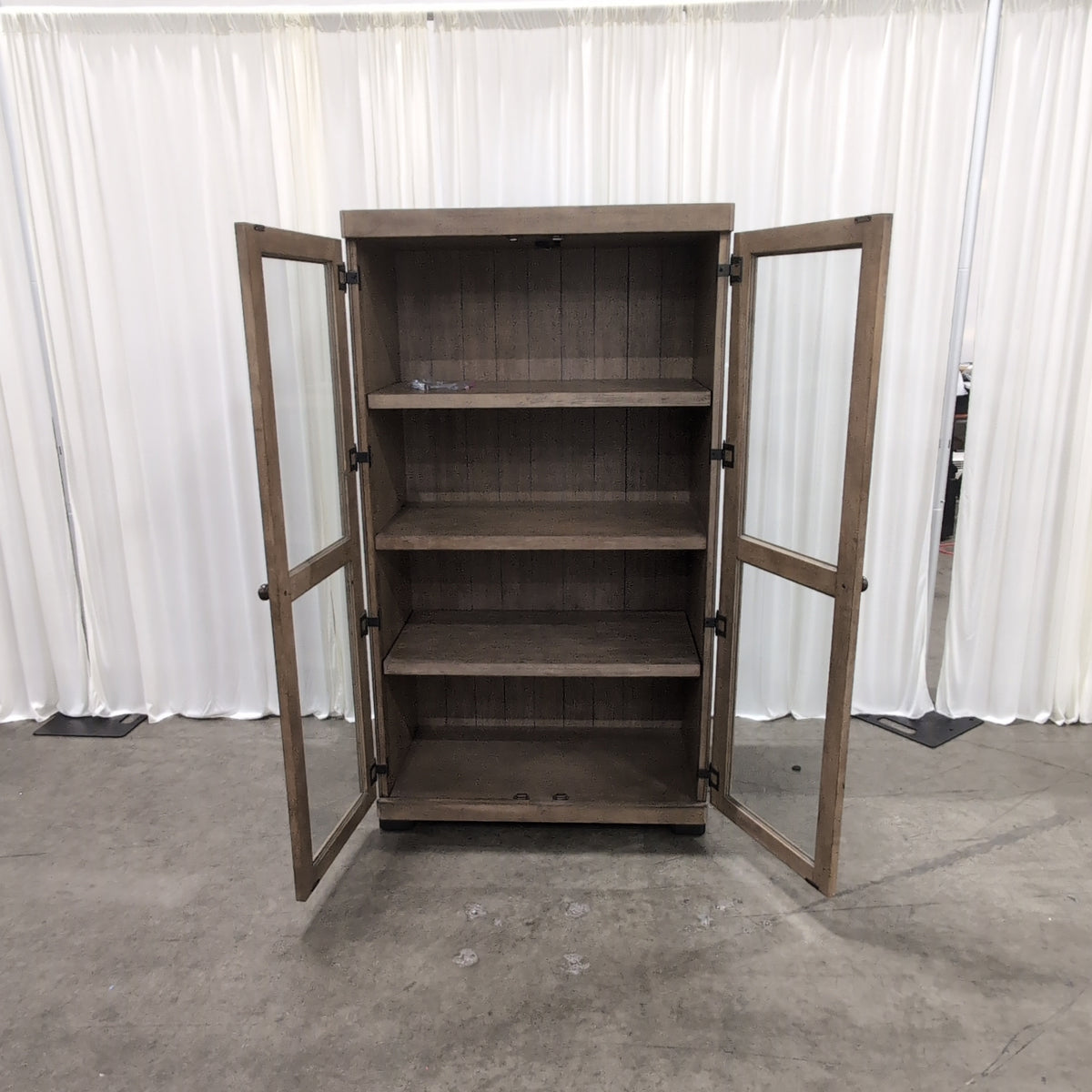Light Brown Wood Two-Door China Cabinet