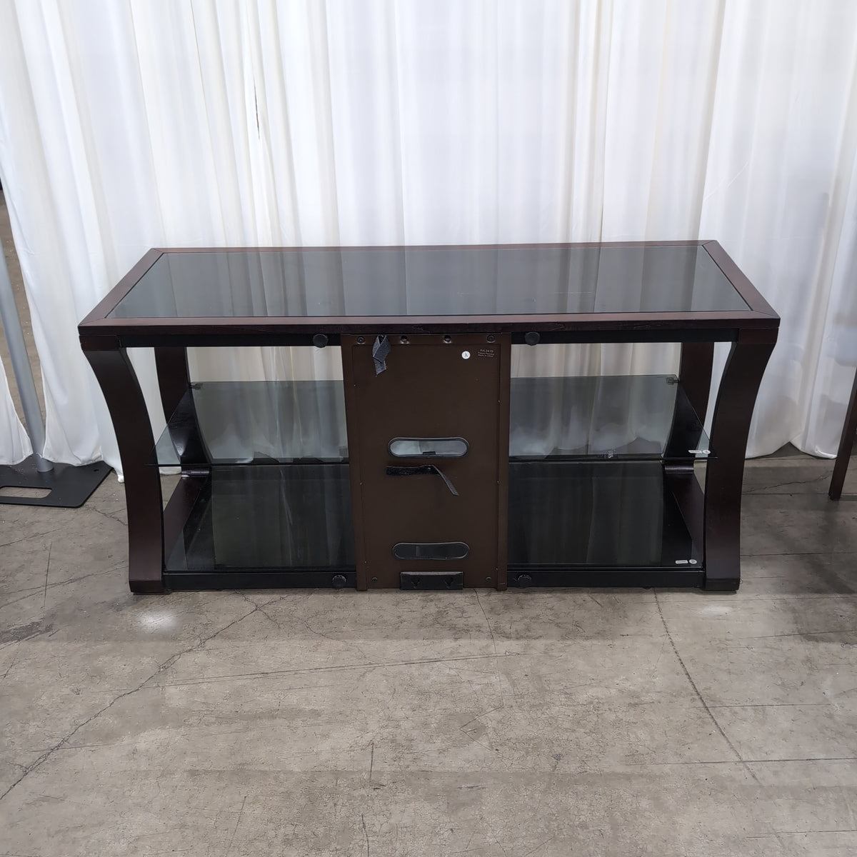 Dark Wood Multi-Tier TV Stand with Glass Shelves