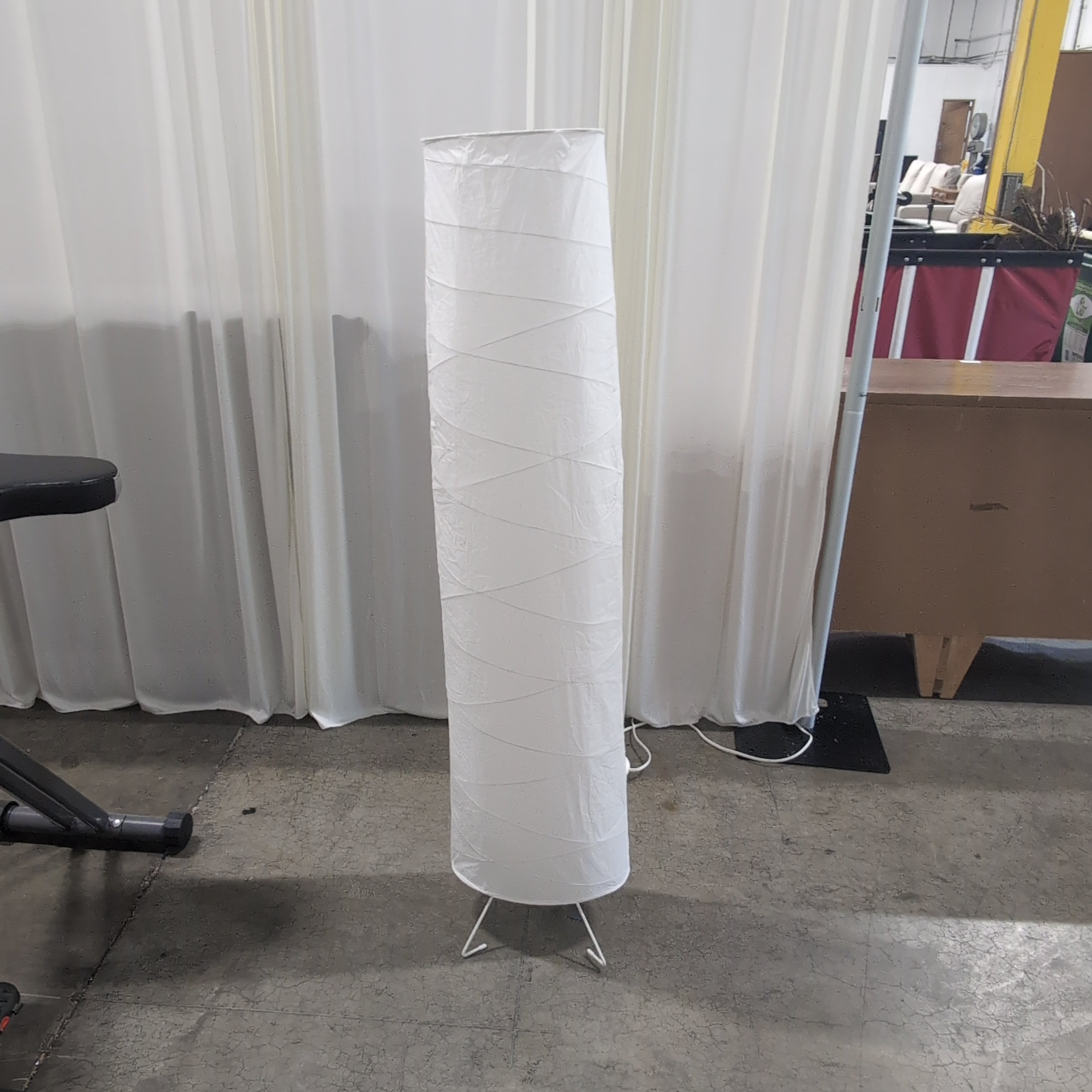 White Cylindrical Paper Shade Floor Lamp