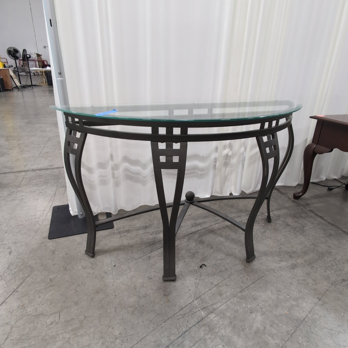 Half-Moon Glass Top Console Table