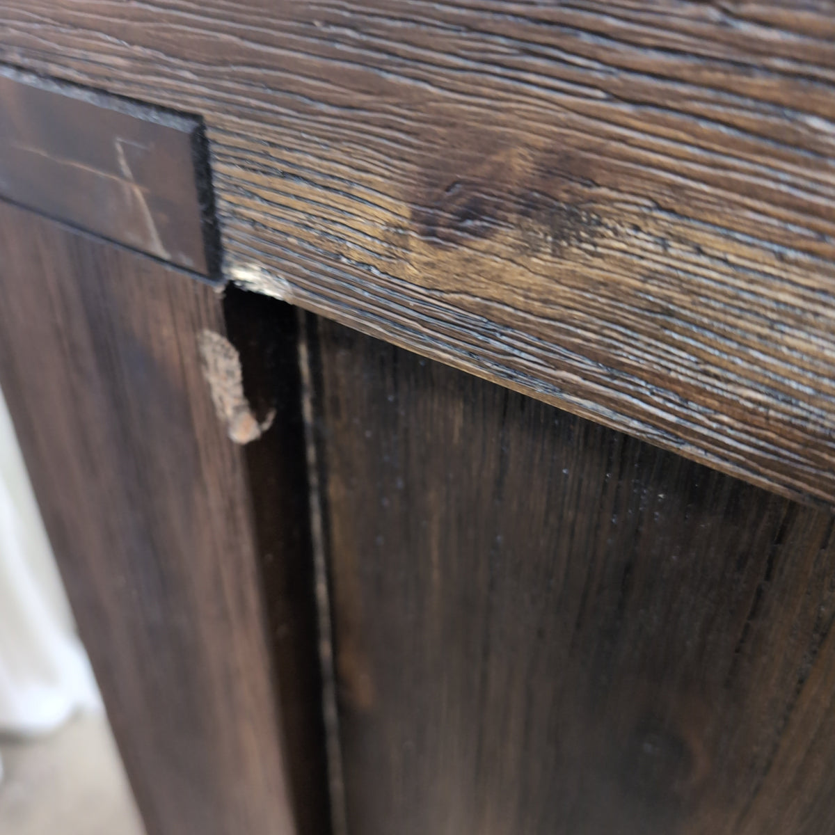 Rustic Dark Wood Six-Drawer Dresser with Mirror