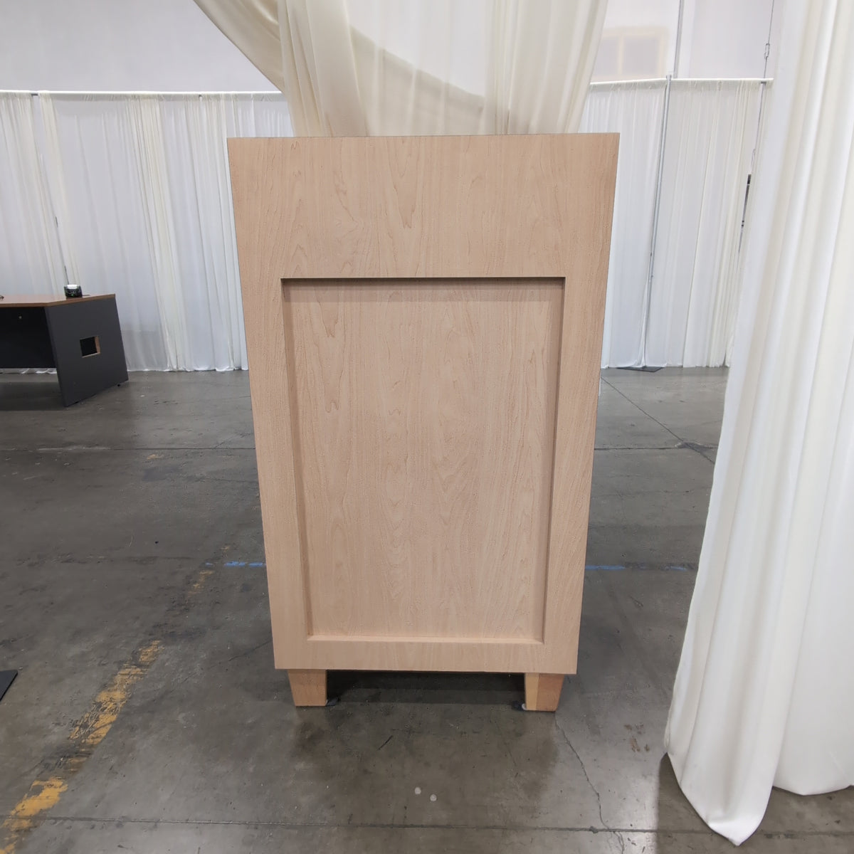 Light Wood Lectern with Storage Shelves