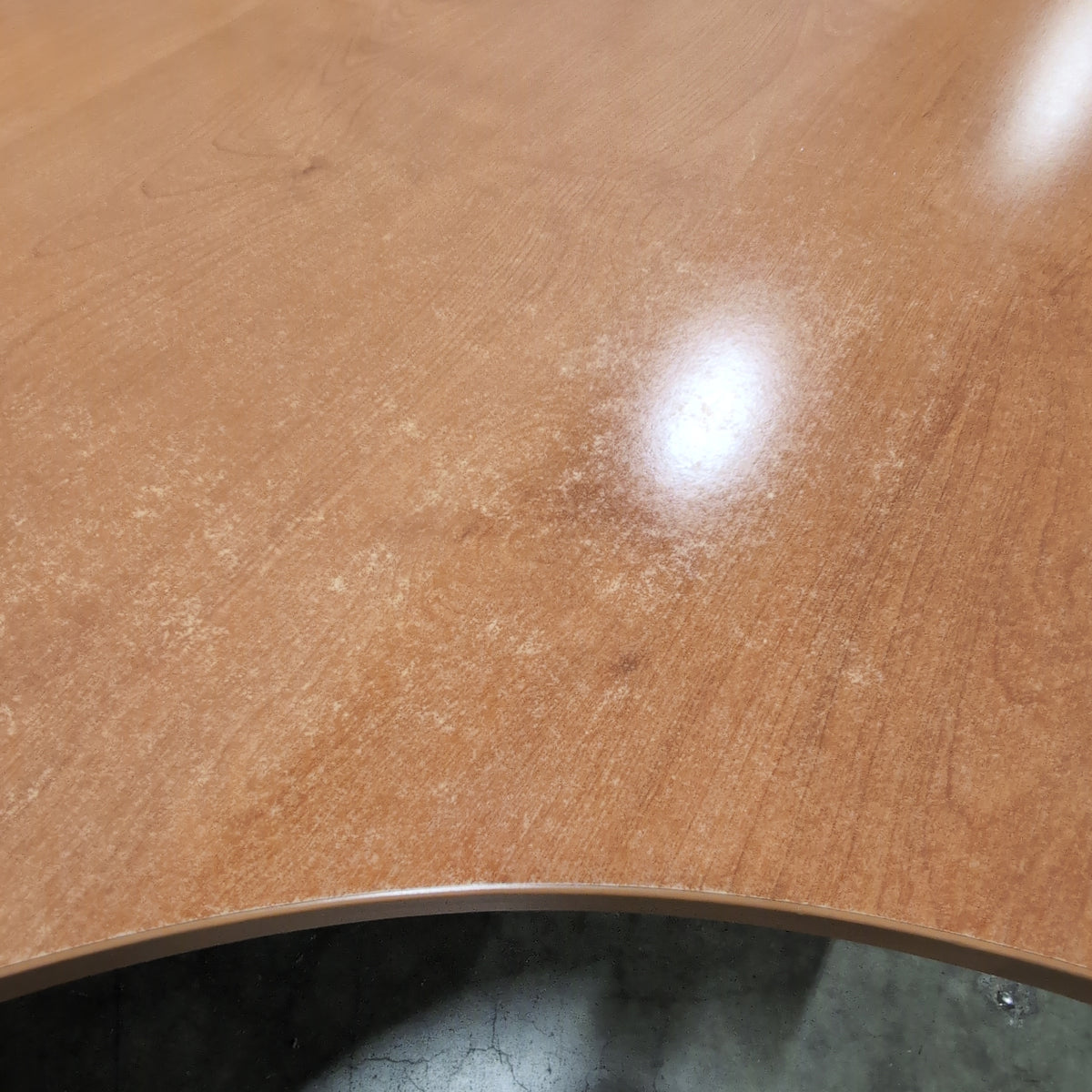 Modern Light Wood Laminate Office Desk with Curved Cutout