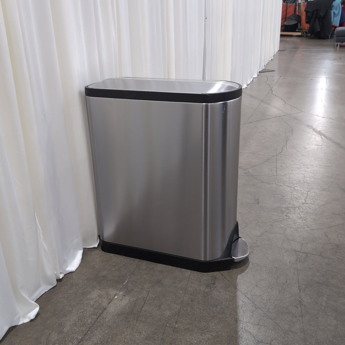 Silver Stainless Steel Rectangular Trash Can with Foot Pedal