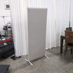 Grey Fabric Office Room Divider with White Metal Feet
