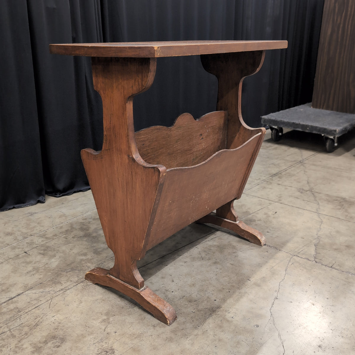 Brown Wood End Table with Magazine Rack