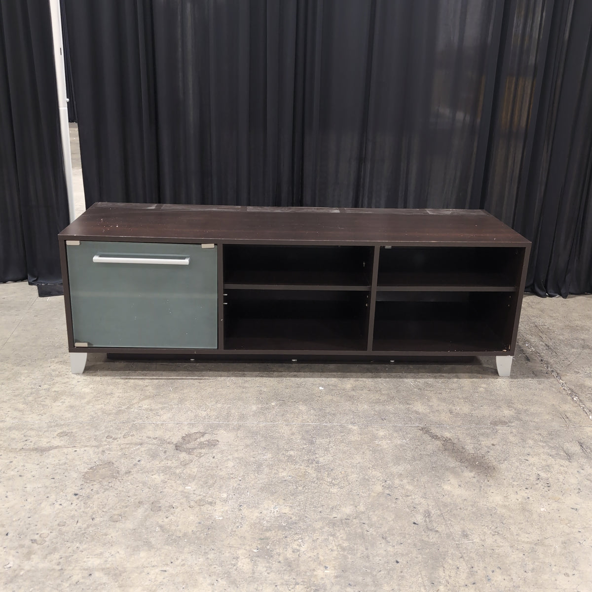 Dark Brown Contemporary TV Stand with Frosted Glass Door