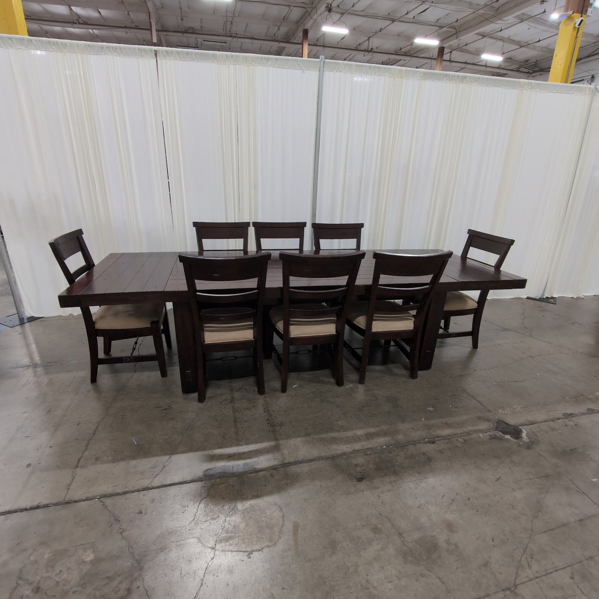 Dark Wood Plank Top Dining Table