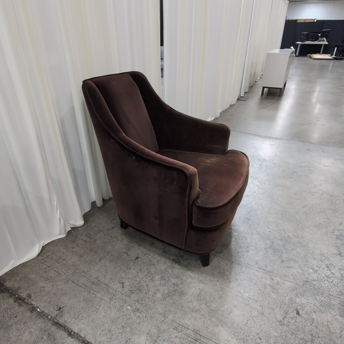 Deep Brown Velvet Upholstered Armchair