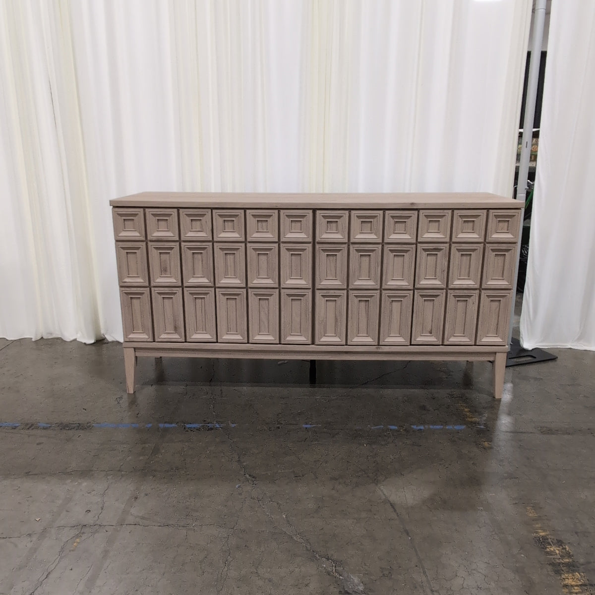 Light Wood Geometric Paneled Buffet