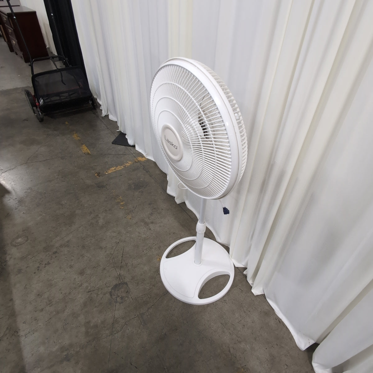 White Lasko Adjustable Height Pedestal Fan
