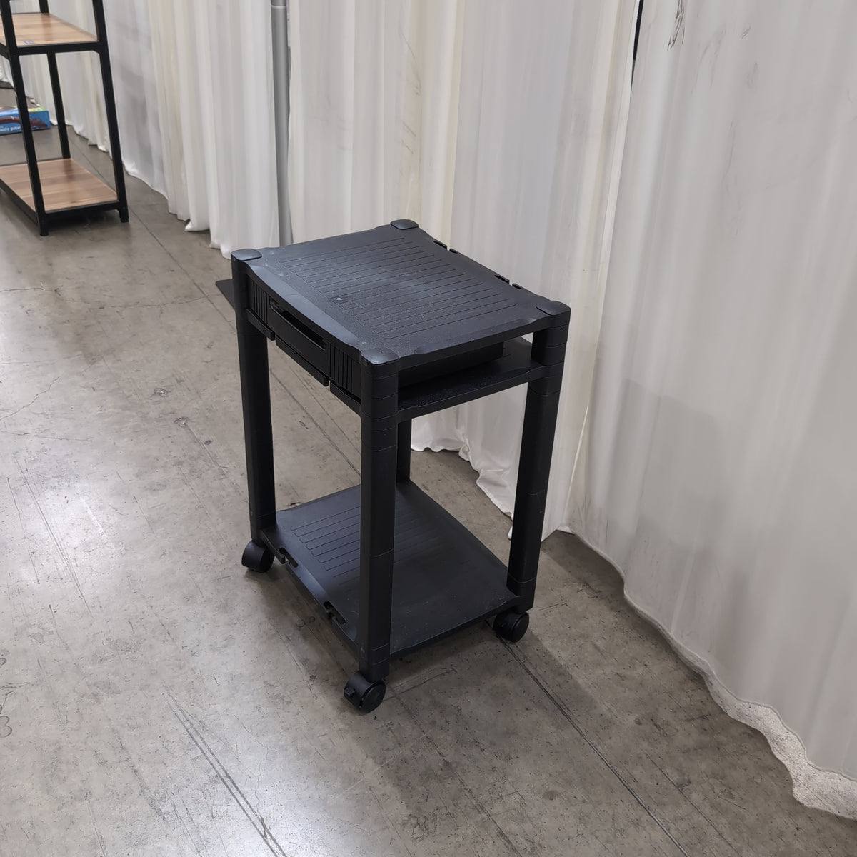 Black Three-Tier Plastic Rolling Cart