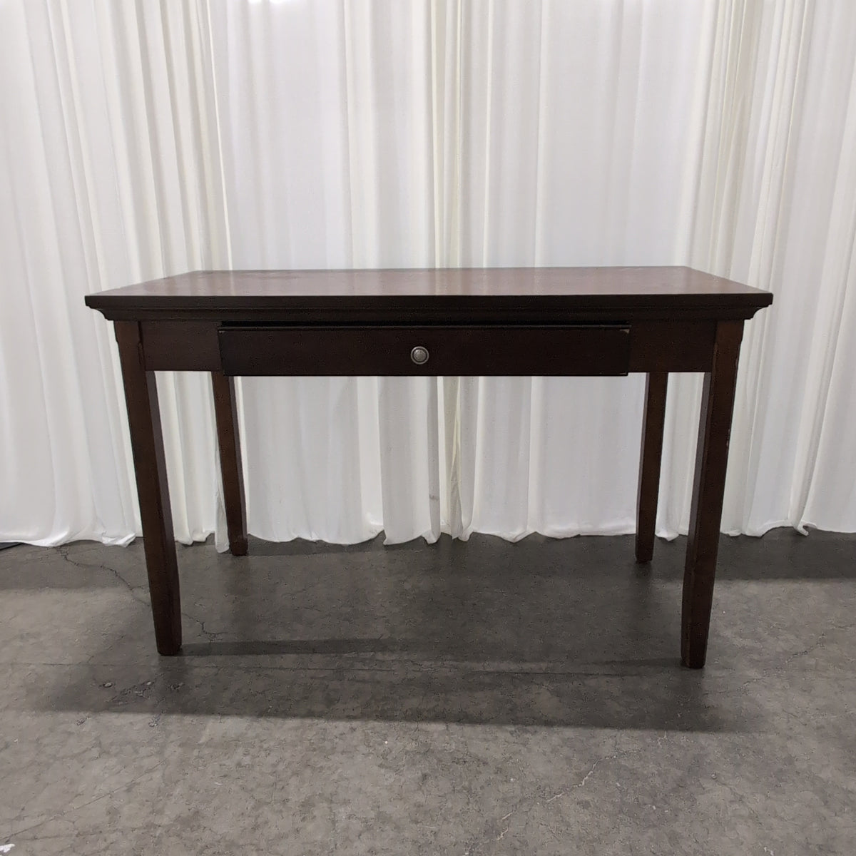 Dark Brown Wood Single-Drawer Desk