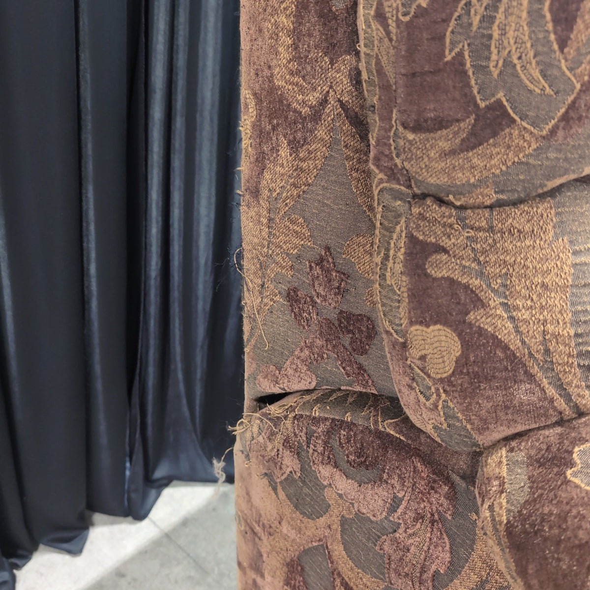 Traditional Brown Floral Upholstered Couch