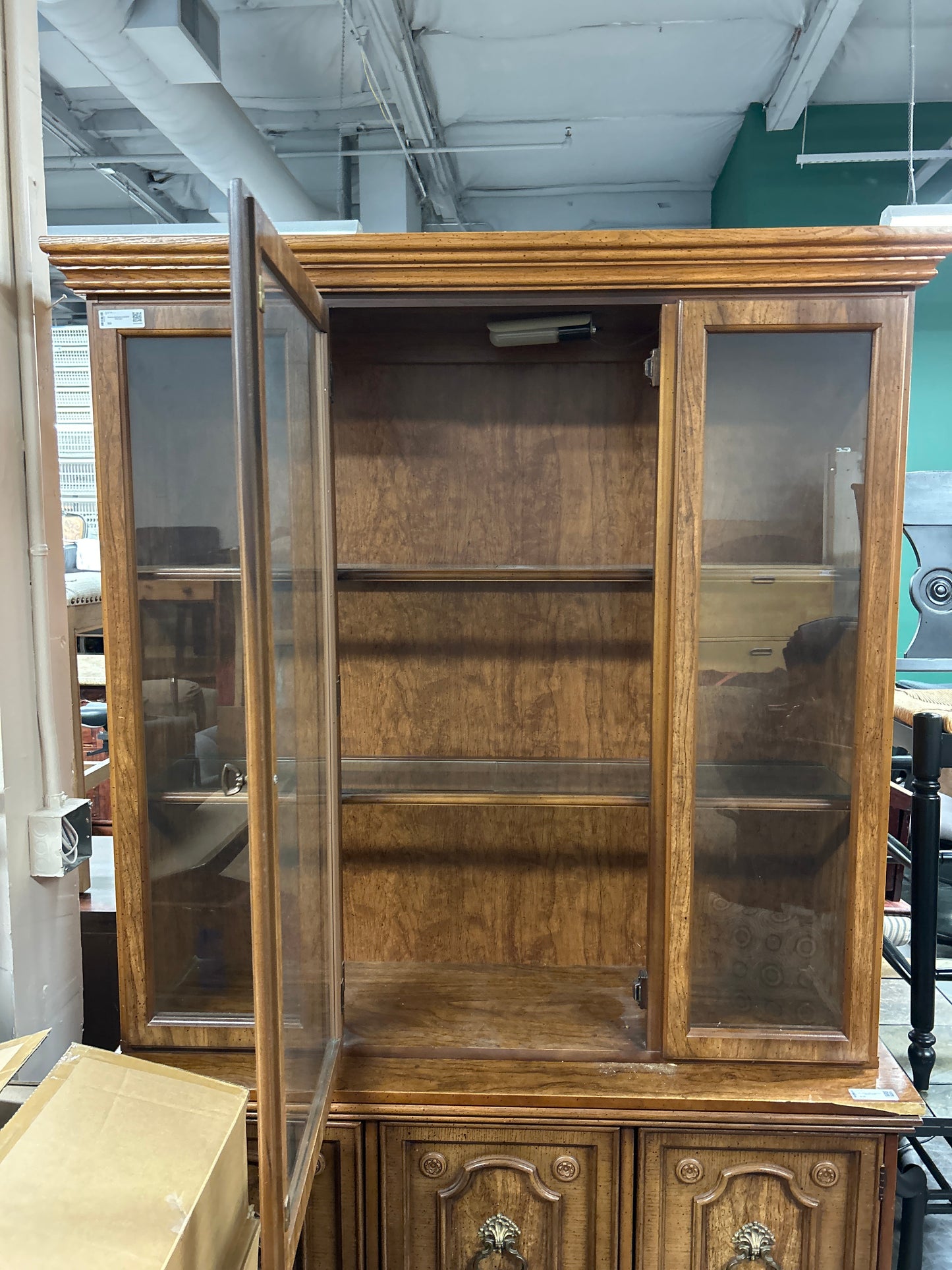 Glass two shelf hutch