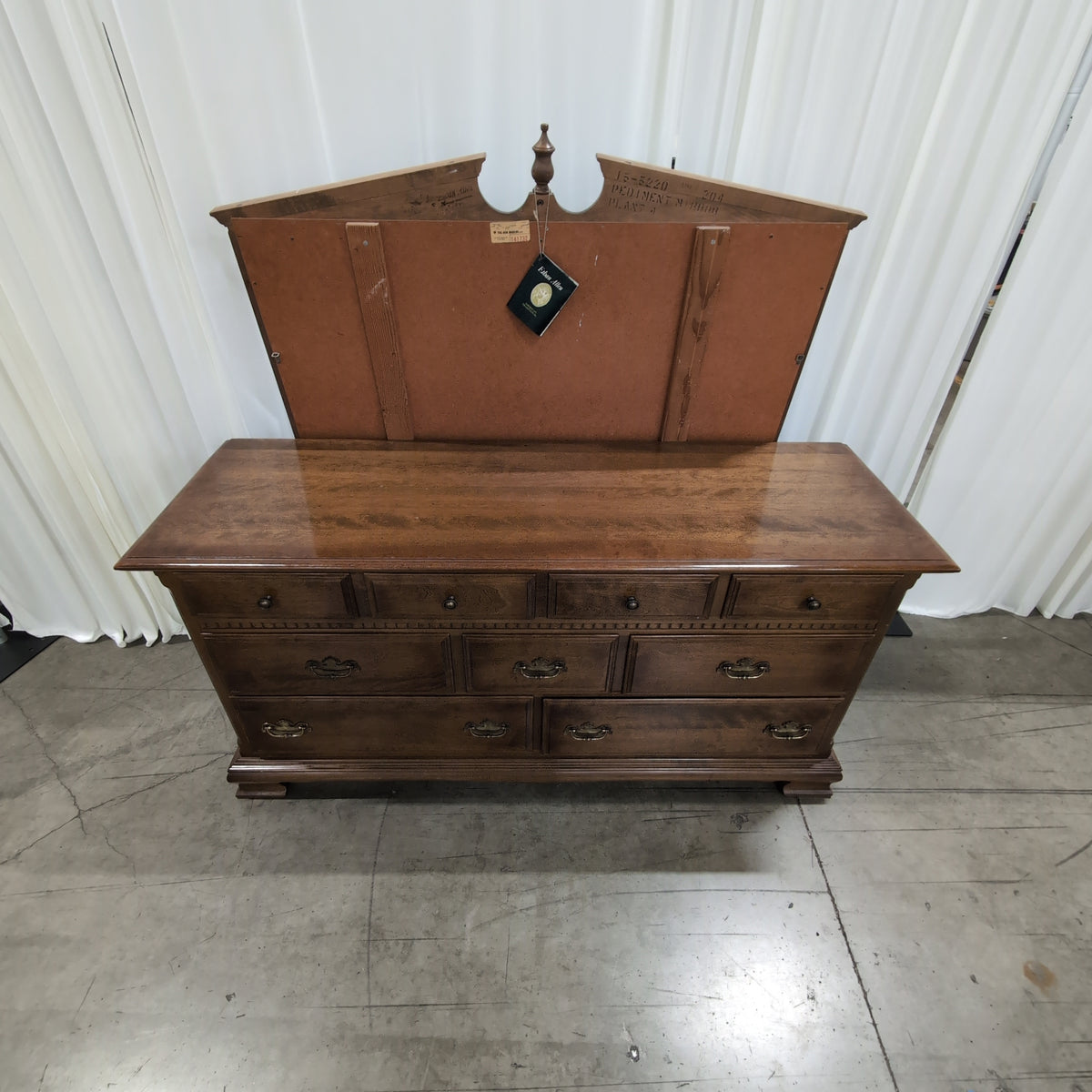 PEDIMENT M Traditional Brown Wood Dresser with Ornate Hardware