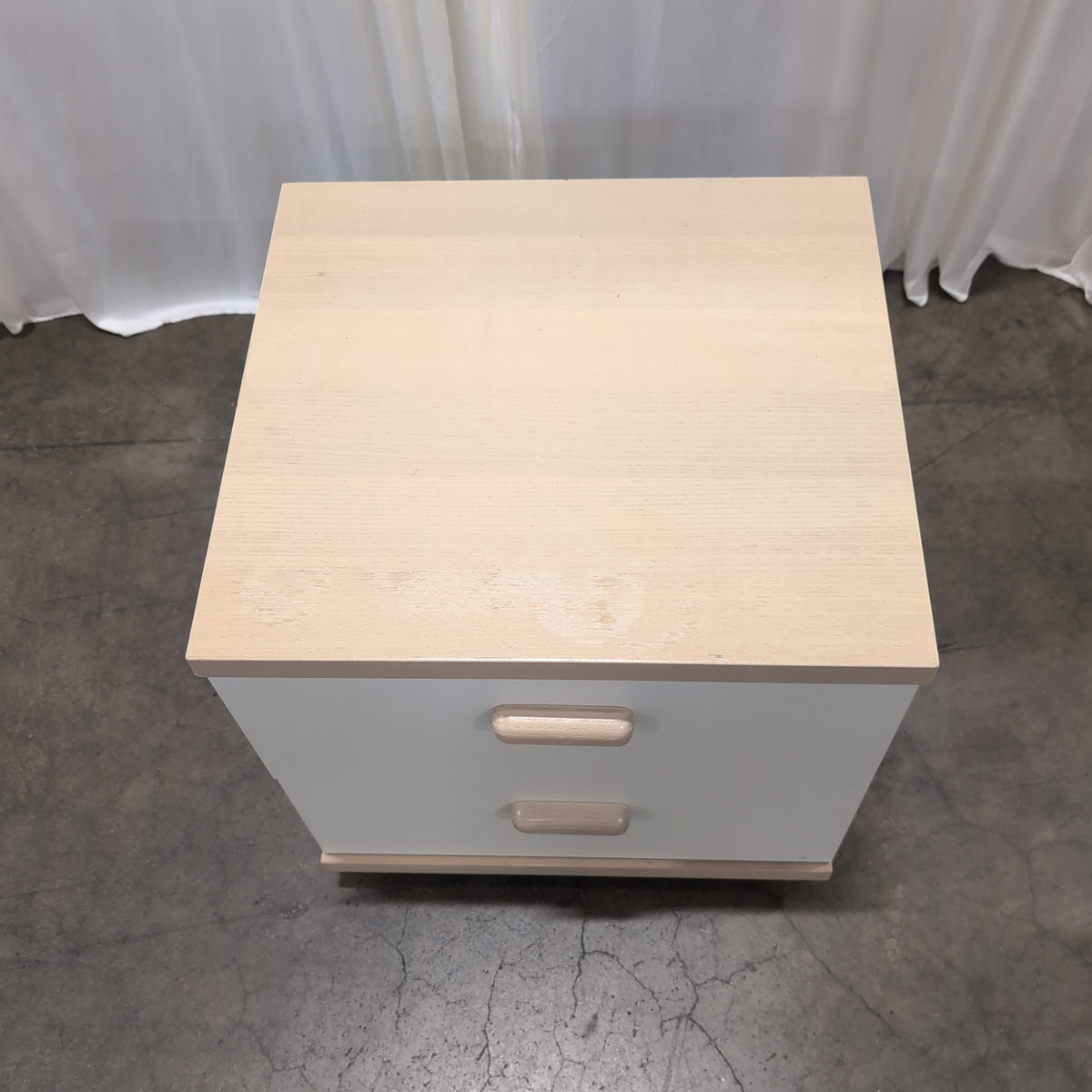 Light Wood and White Two-Drawer Nightstand