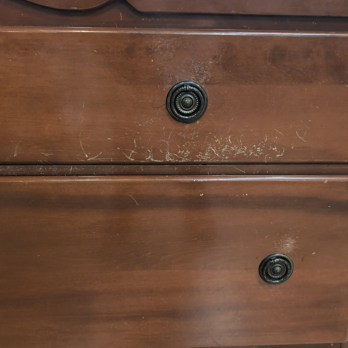 Cherry Stained Wood Four-Drawer Dresser