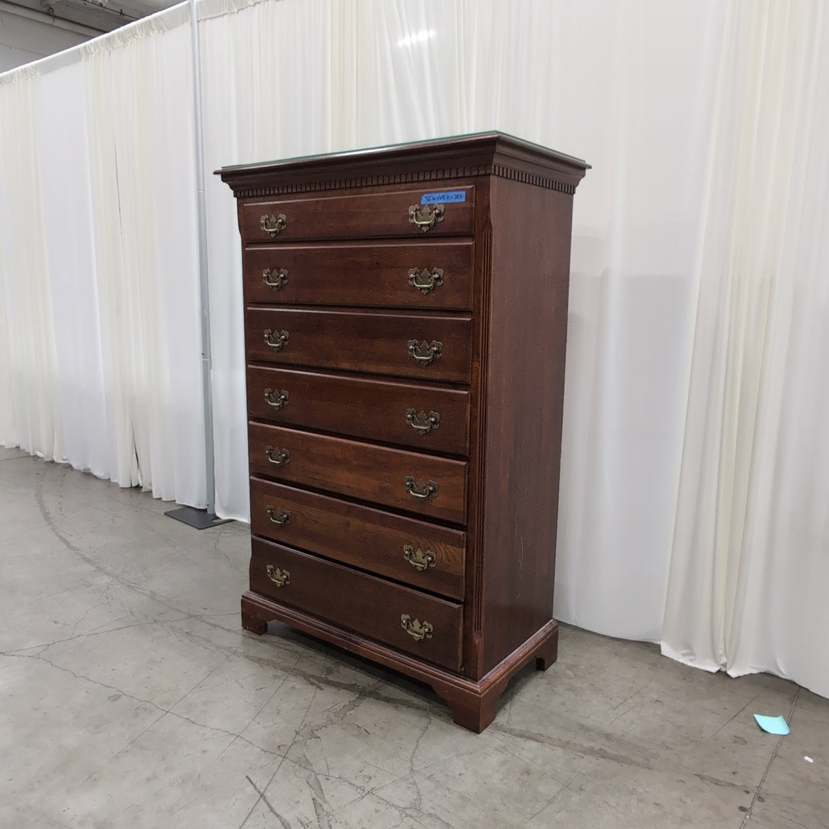 Traditional Dark Wood Six-Drawer Dresser with Brass Pulls
