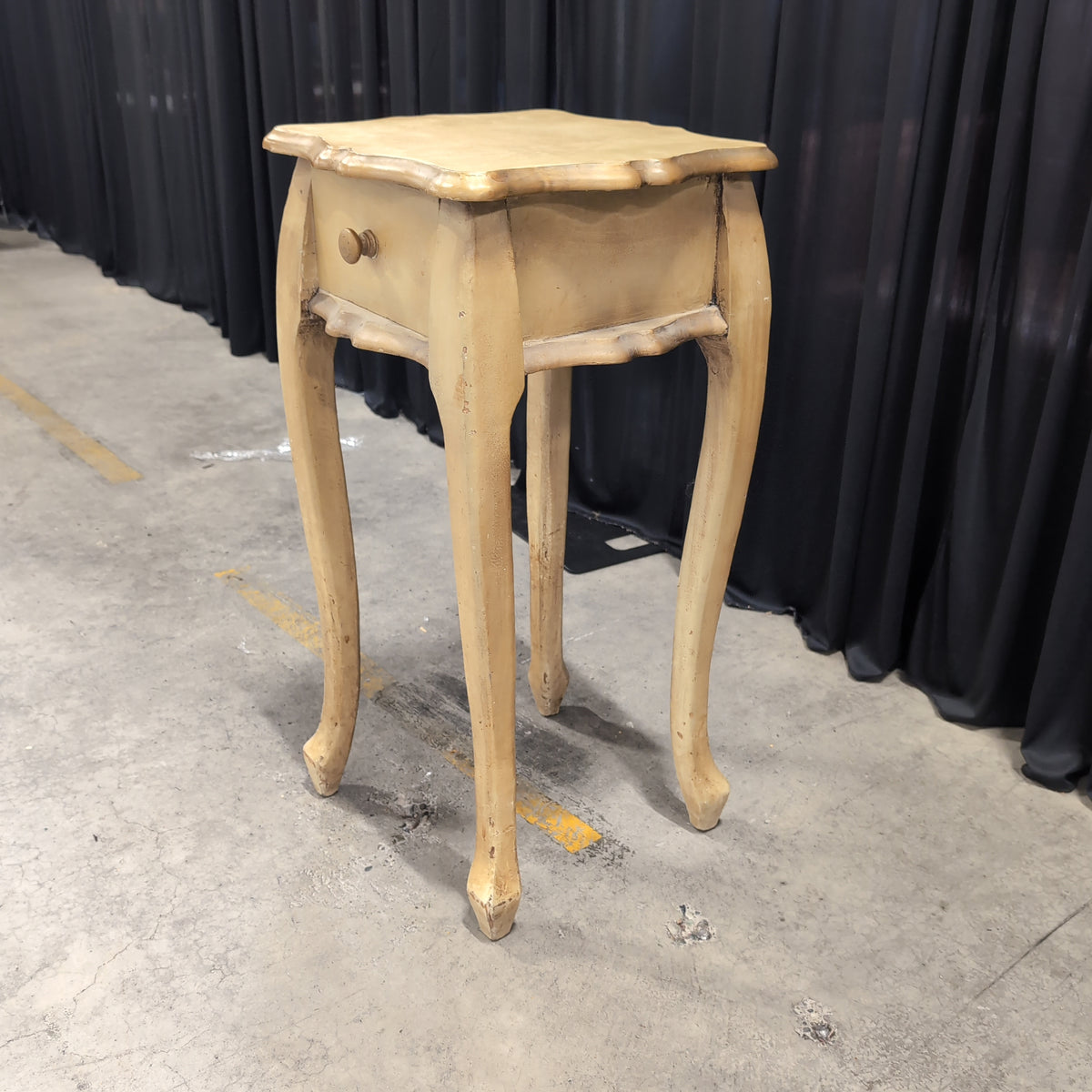 French Provincial Style Cream Nightstand with Cabriole Legs