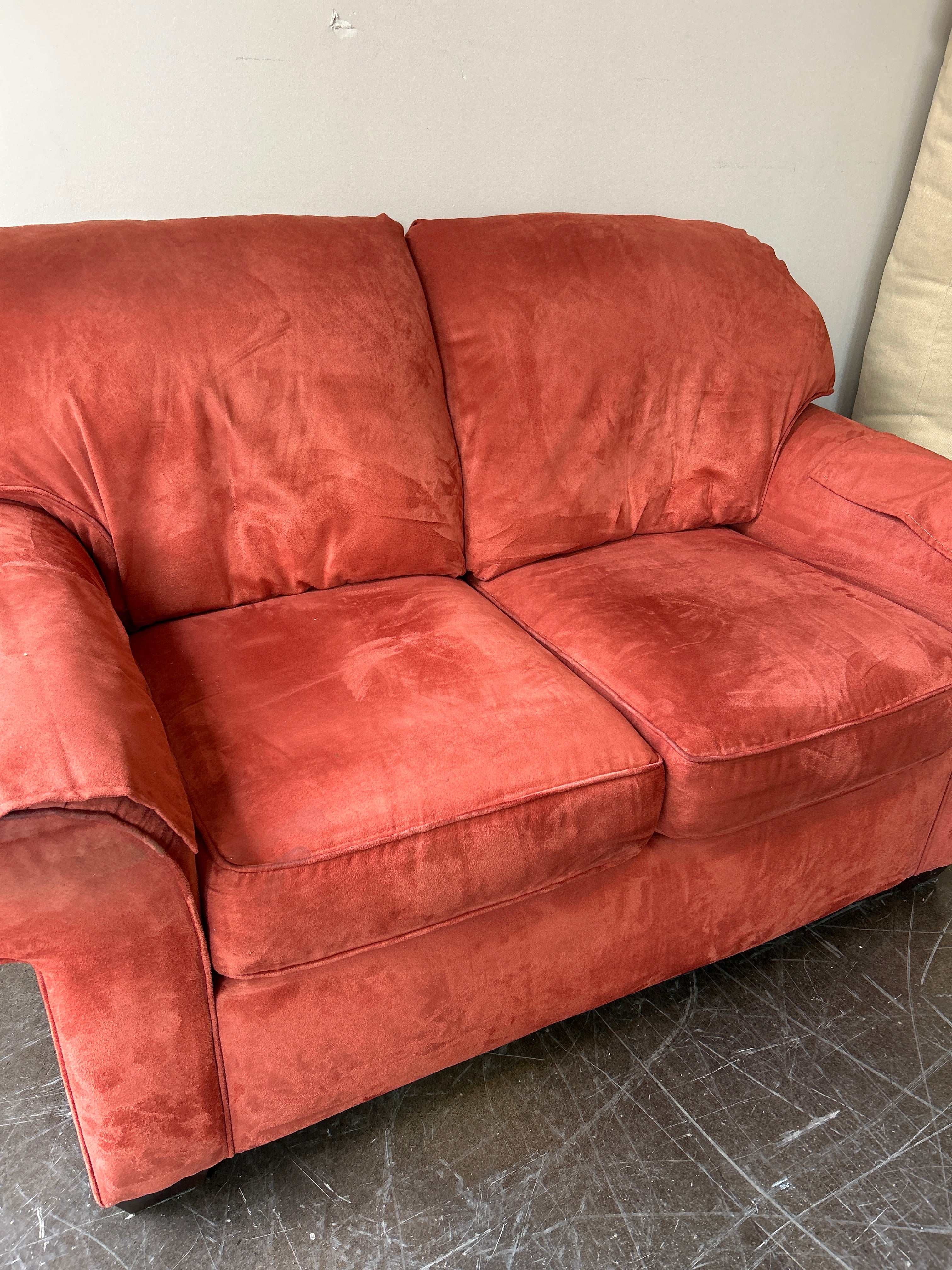 Sleep Haven by Flexsteel Red Suede Loveseat