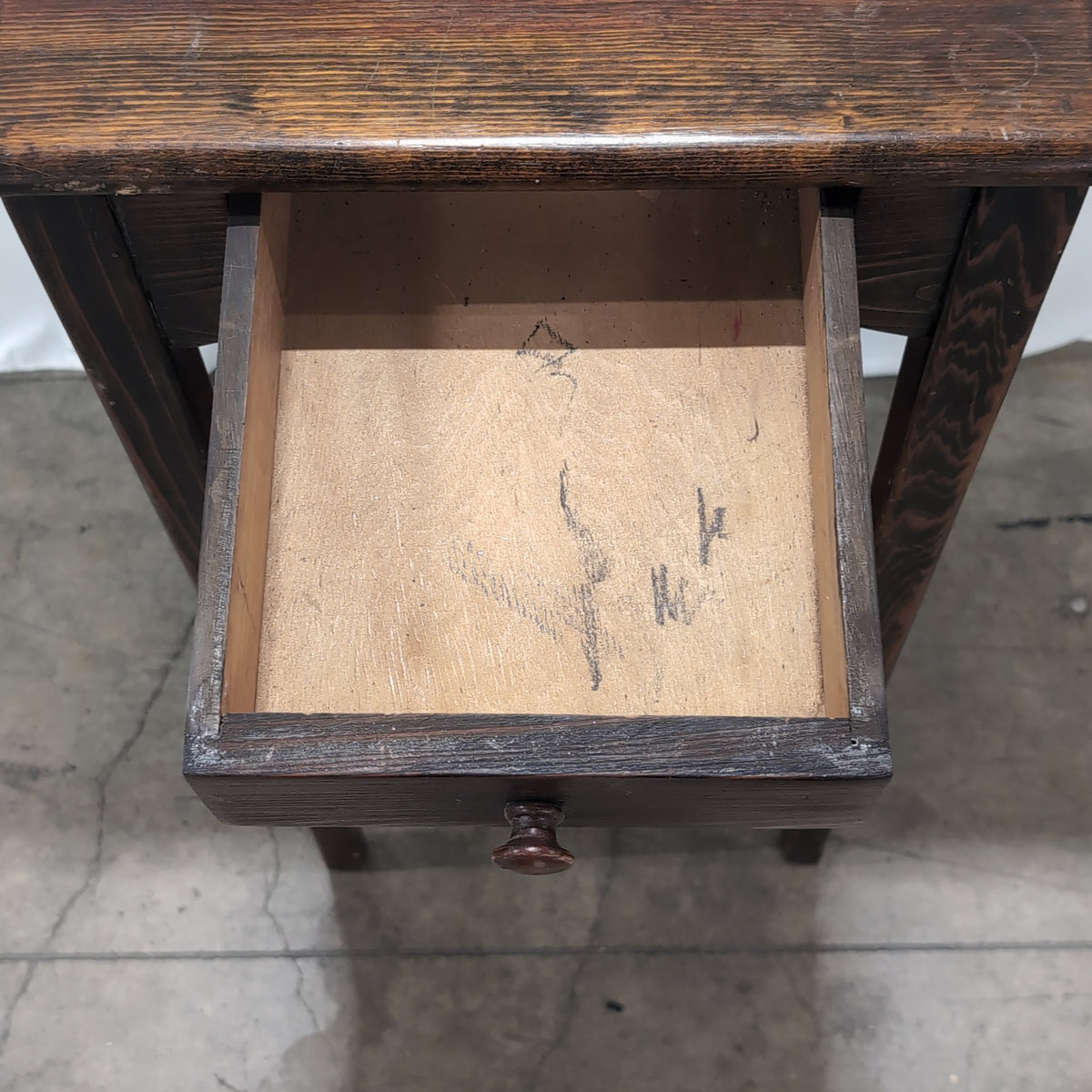 Dark Brown Wood Nightstand with Drawer and Shelf