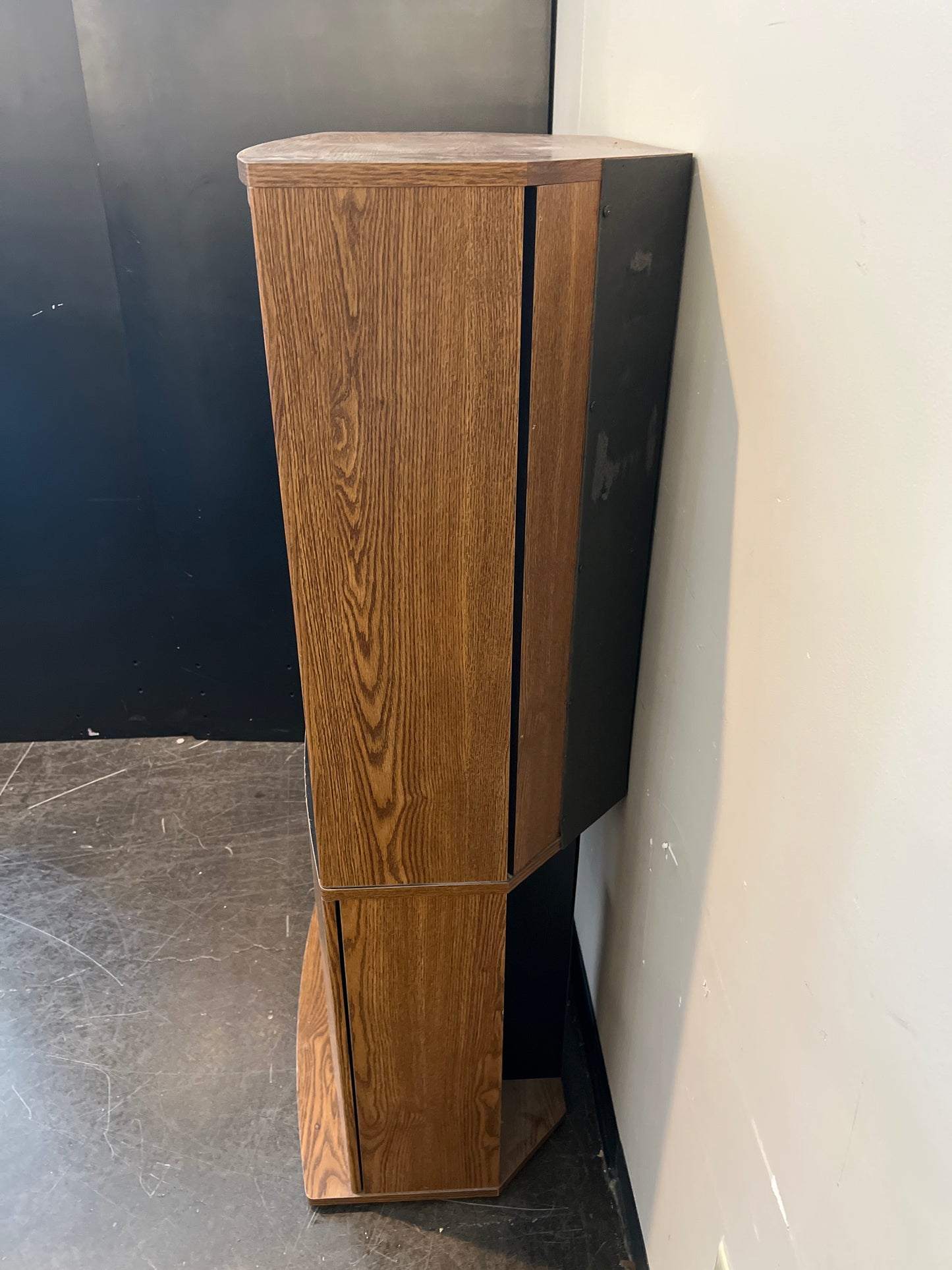 Rustic Wood Entertainment Center with Curved Front