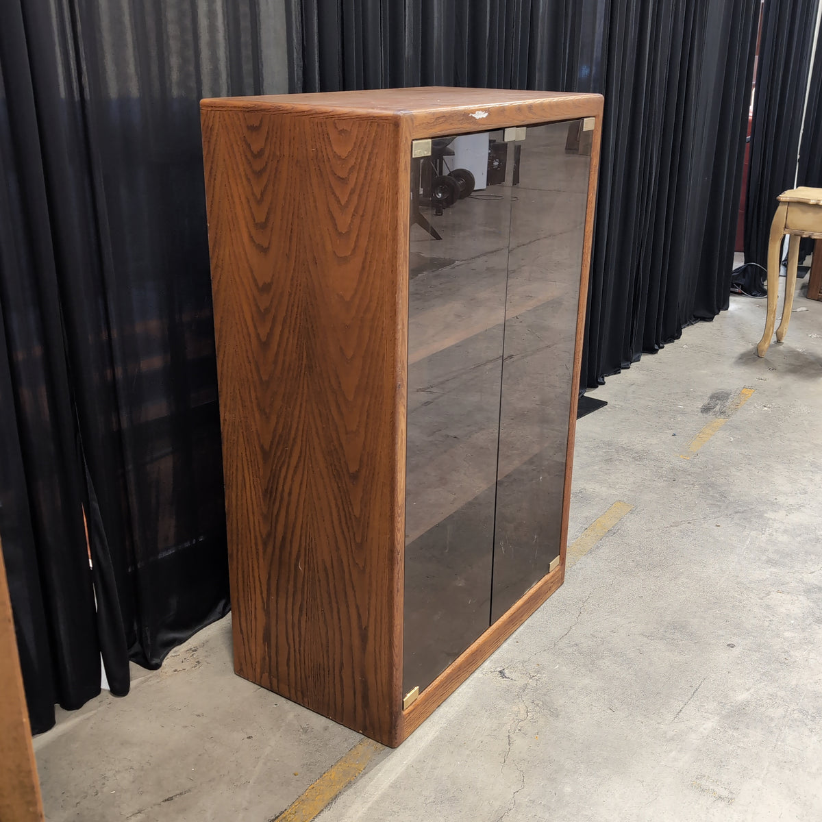 Wood Two-Door Cabinet with Glass Front