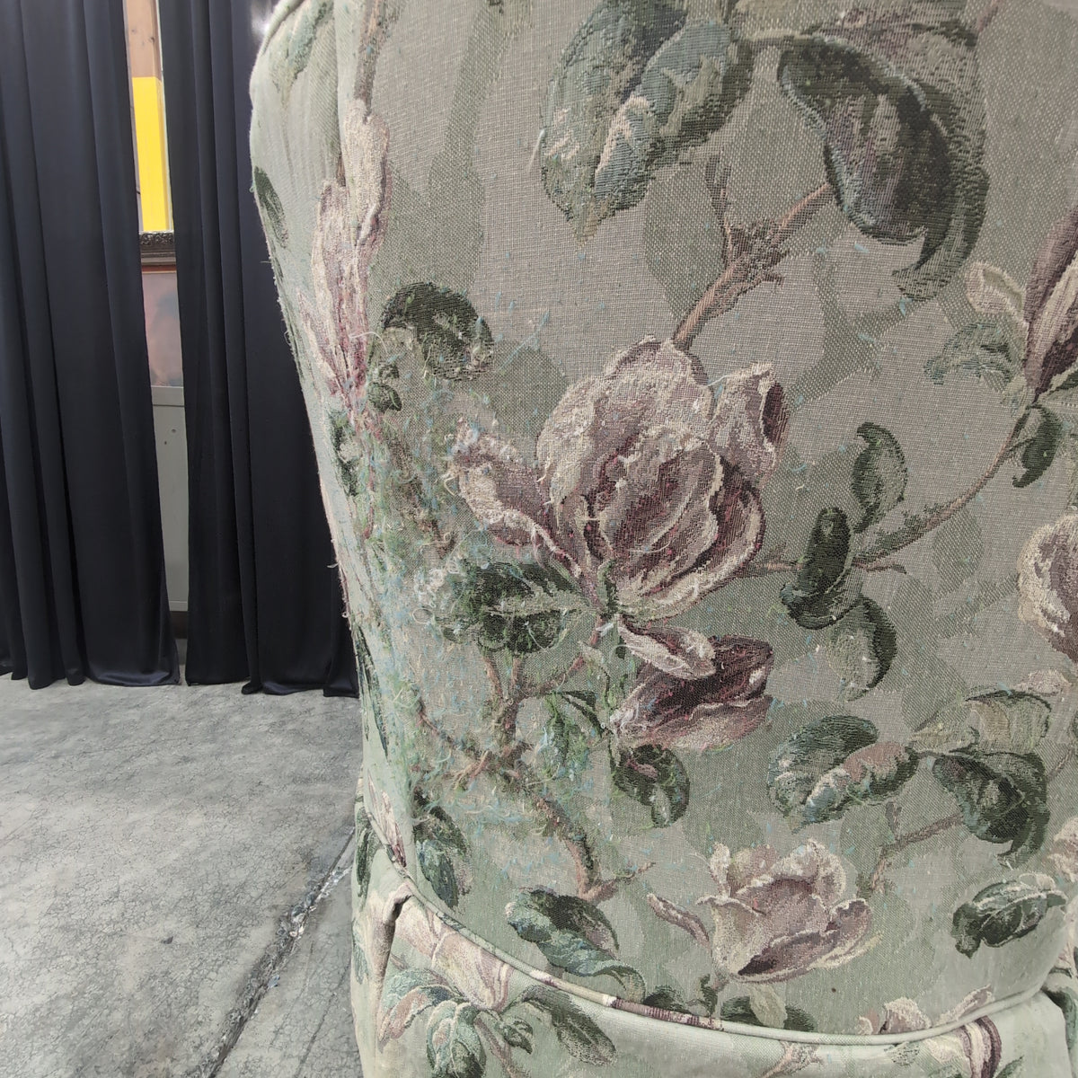 Green Floral Pattern Upholstered Armchair