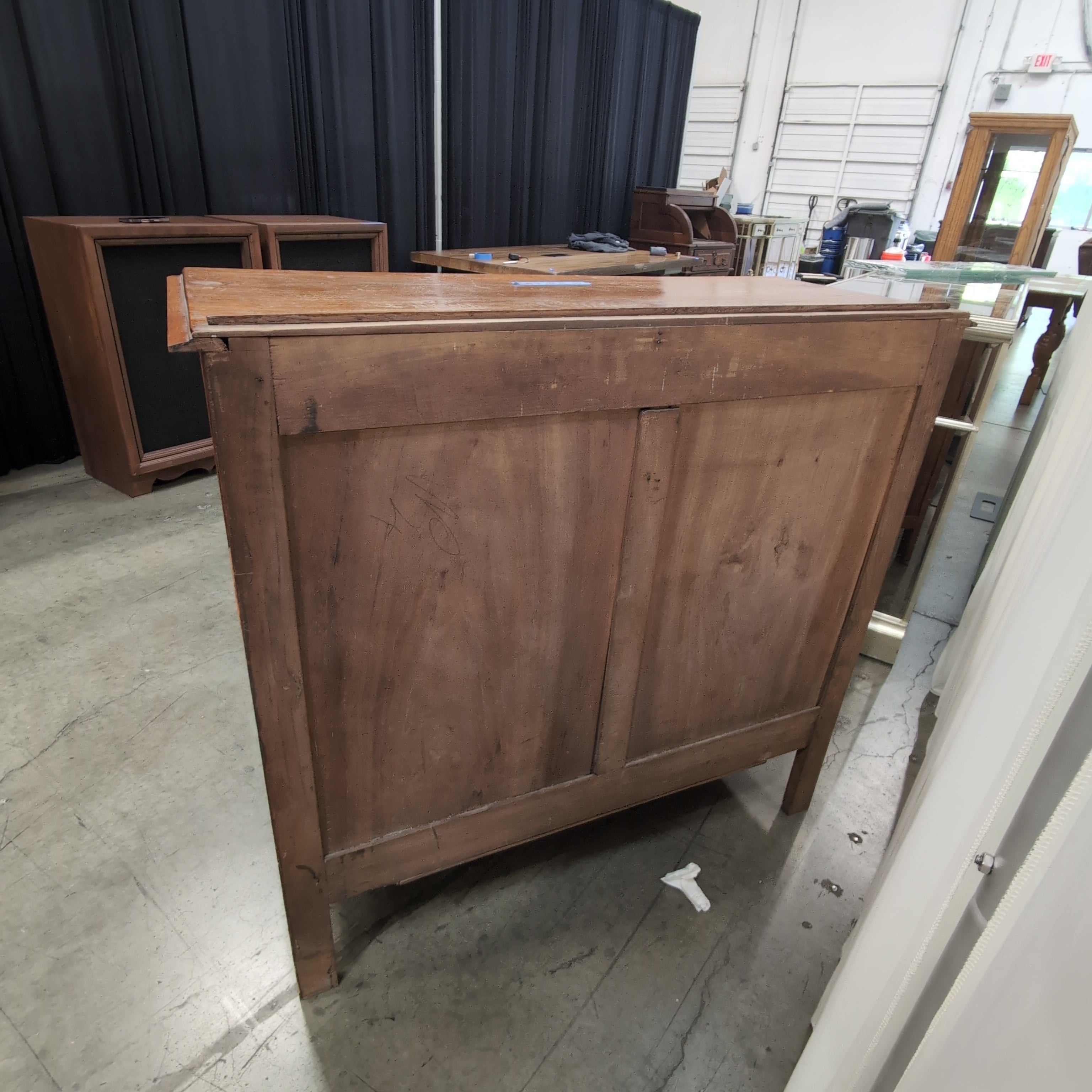 Carved Wood Two-Drawer Buffet with Cabinet Doors