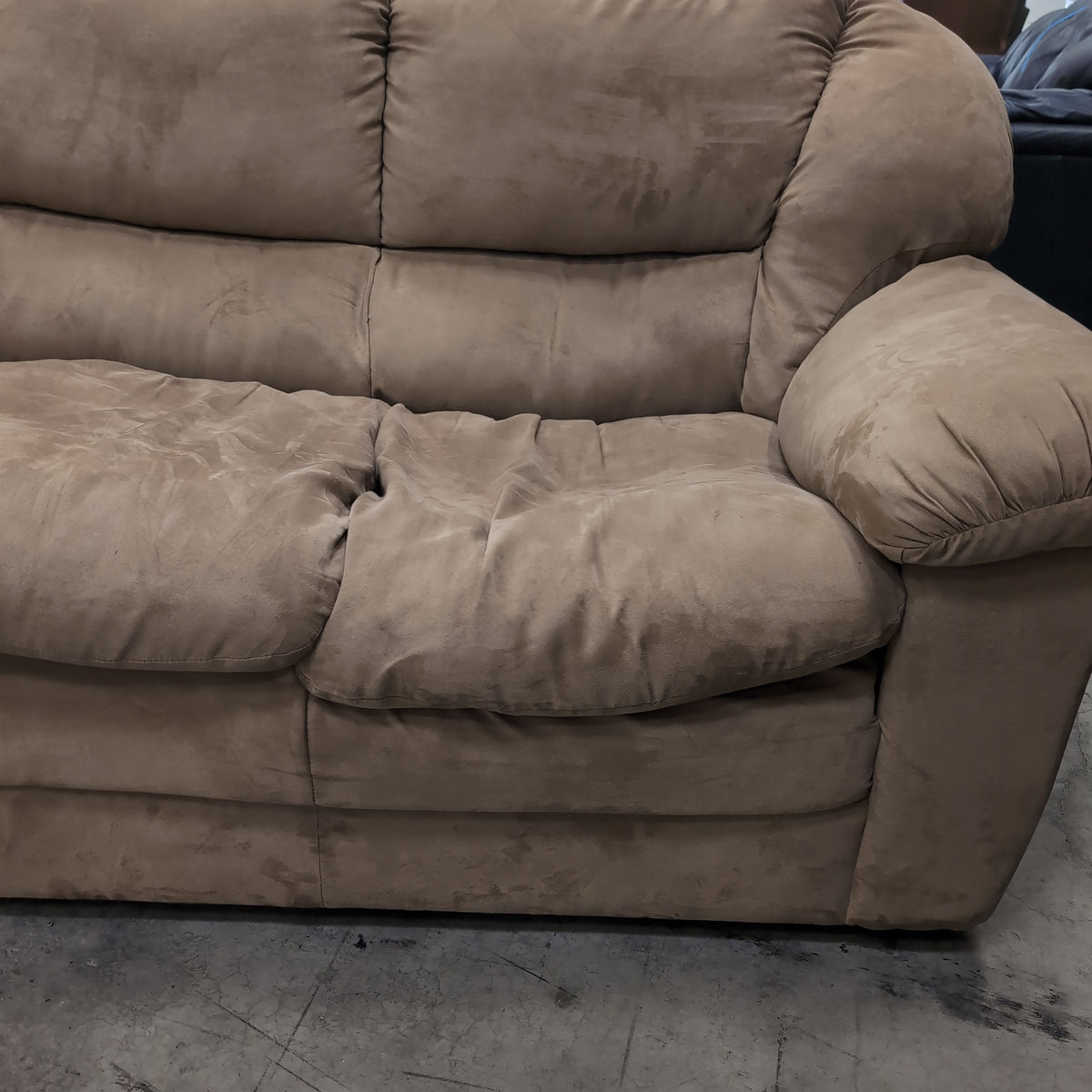 Plush Tan Microfiber Sectional Couch Component