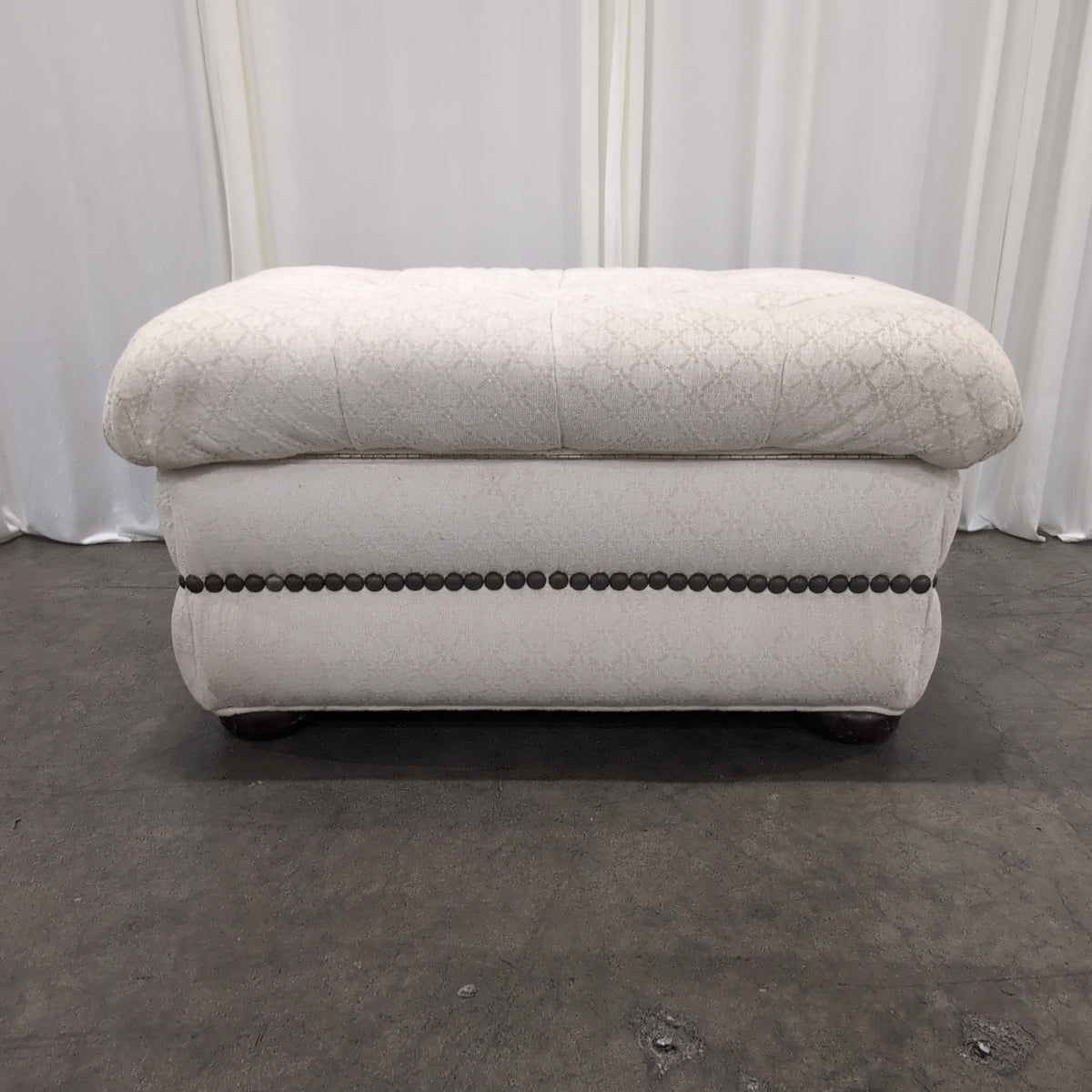 Cream Tufted Floor Cushions with Diamond Quilt Pattern