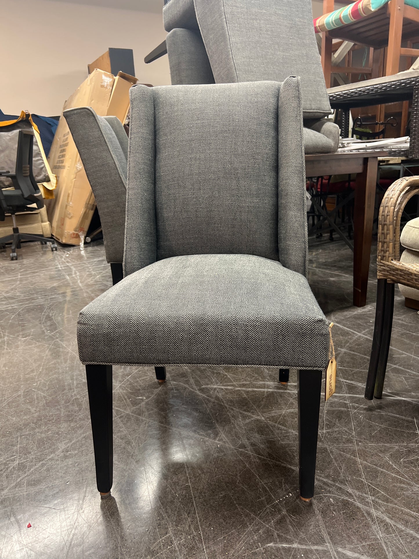 World Market, Gray Upholstered Chairs