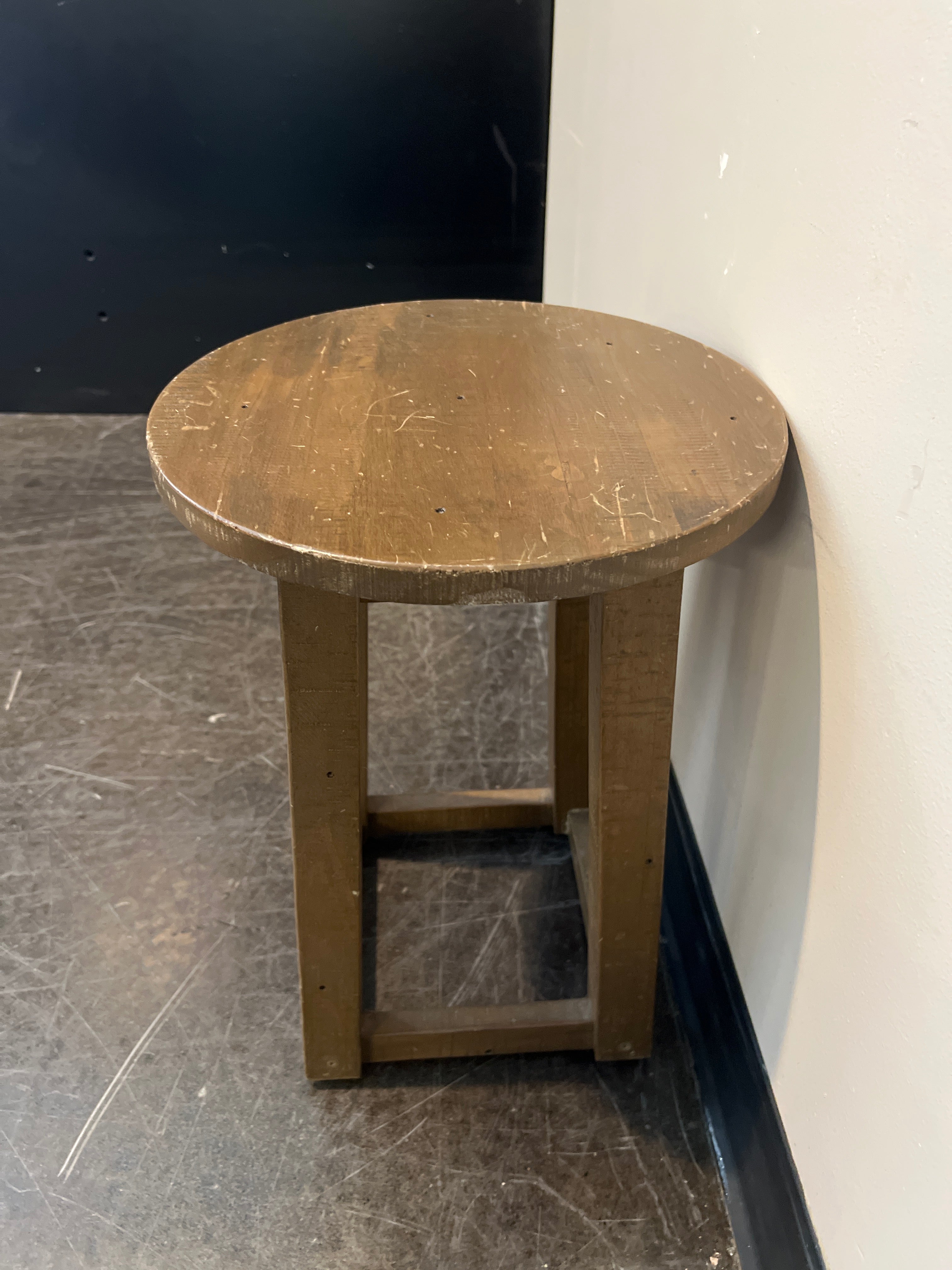 Rustic Brown Wood Round Side Table