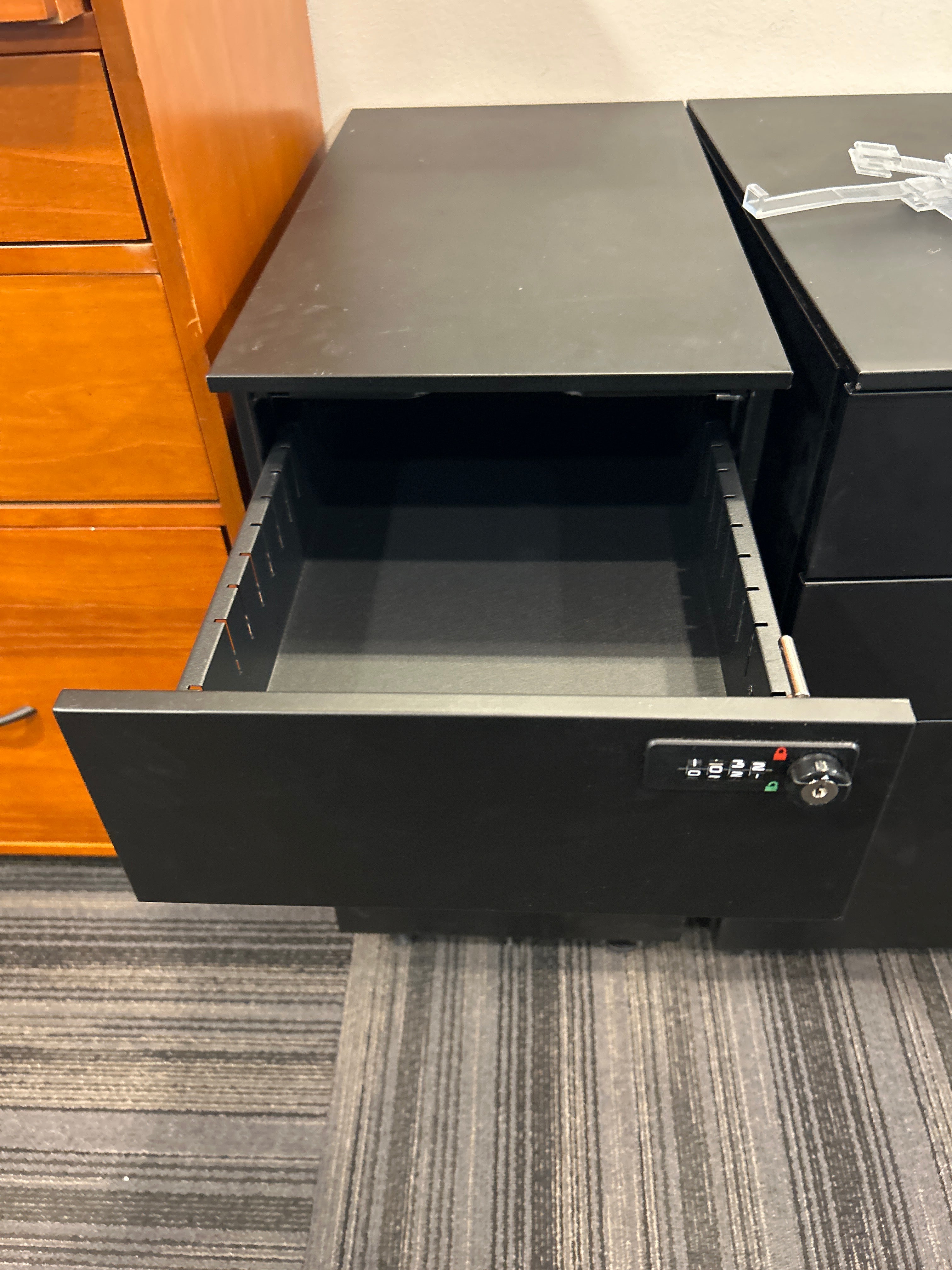 Black Three Drawer File Cabinet with Lock