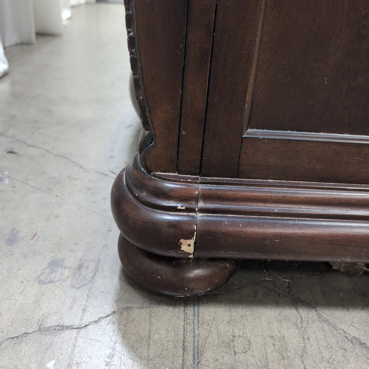 Traditional Dark Wood Tall Six-Drawer Dresser with Ornate Hardware