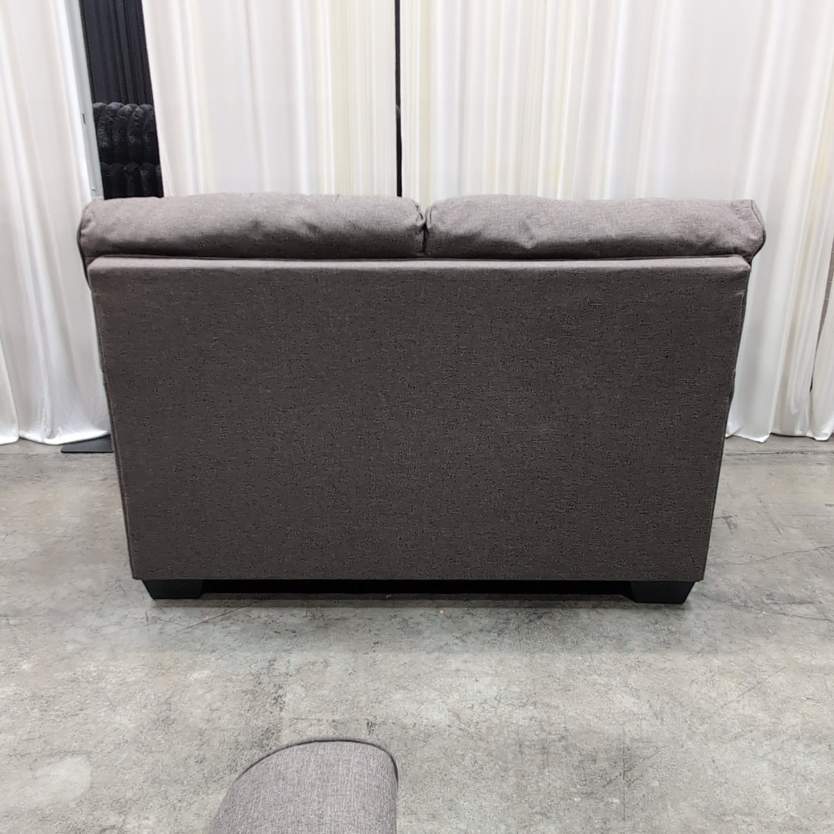 HOME BEAUTIFUL Gray Fabric Loveseat with Rolled Arms