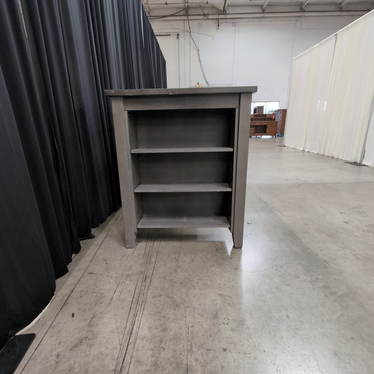 Ashley Furniture-Dark Gray Wood Rectangular Desk with Shelving