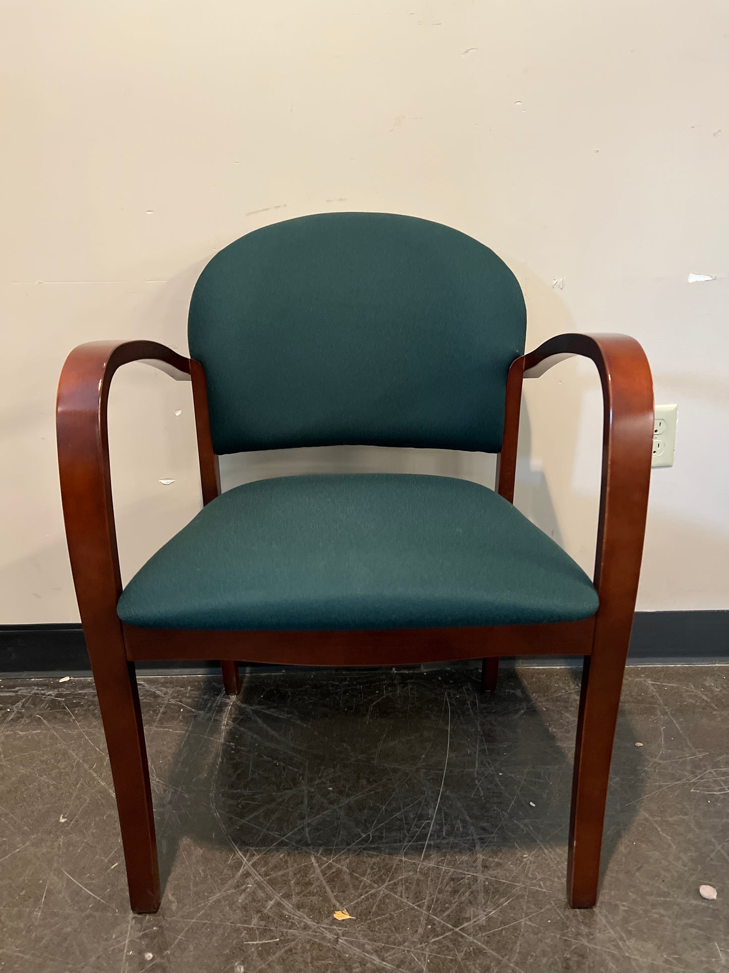 OFS Wood Frame Guest Chair with Teal Upholstery