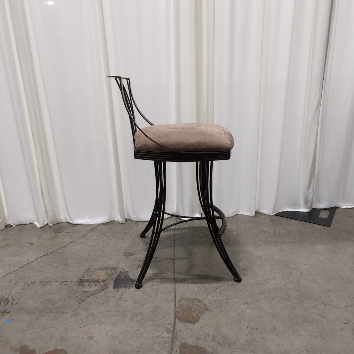 Bronze Metal Swivel Bar Stool with Upholstered Seat
