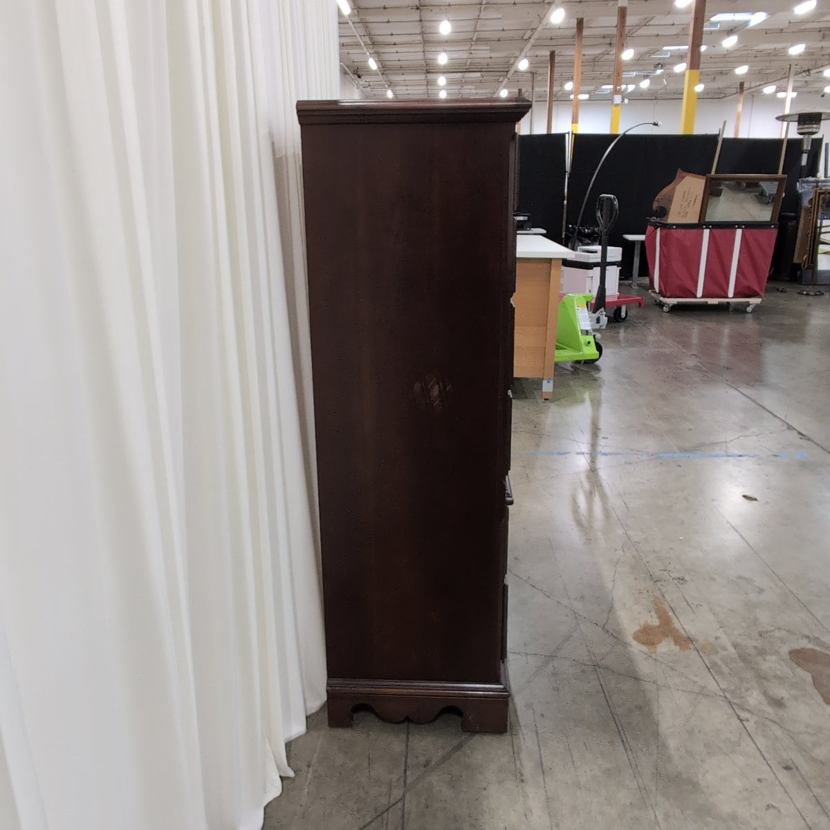 Traditional Dark Cherry Wood Dresser with Ornate Hardware